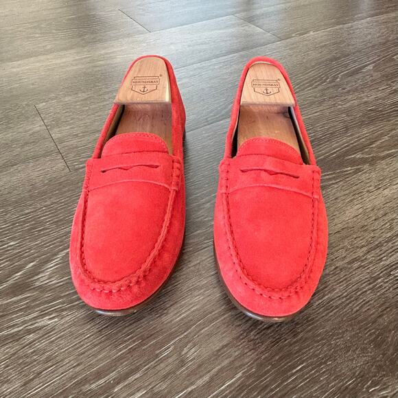 EUC J.Crew James Suede Loafers Soft Fuchsia Size 8 Italy Made Leather Red Shoe - Picture 6 of 16